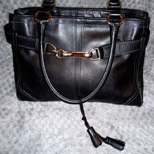 Vintage Coach Black Leather Handbag